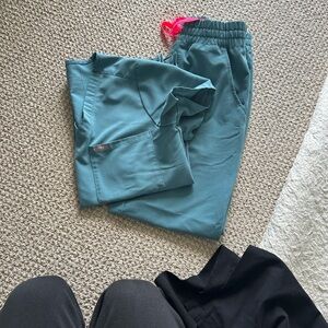 Teal Scrub Set with Black Pants